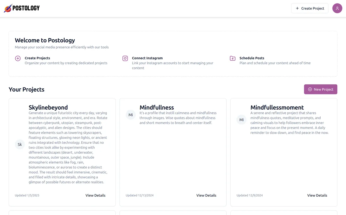 Postology Home Overview